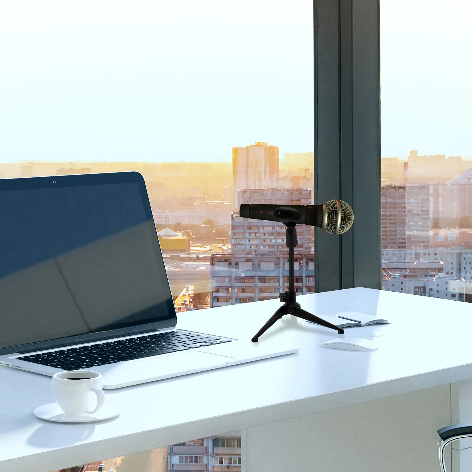 Clip Table Desk Adjustable Stand Mic Holder Clamp Tripod Desktop Folding Microphone