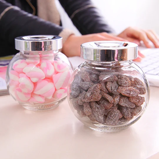 Alloy Lid Sealed Jar Transparent Glass Bottle Storage Creative Jar Miscellaneous Grains Candy Storage Box Kitchen Seasoning Tank