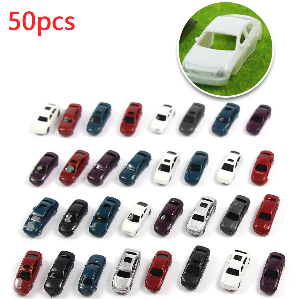 

50pcs Model Train Scenery Car 1: 220 Lighted Cars With Head Lights And Tail Lights TRain Railway Scenery Building Layout Toys