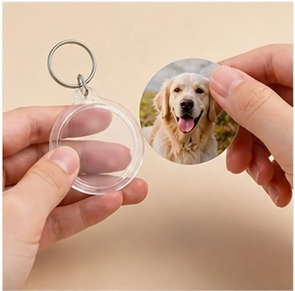 80Pcs Photo Frame Keychain Acrylic Clear Round Snap in Picture Holder Inner 36mmx36mm Portable Keyring Daily Use Presents