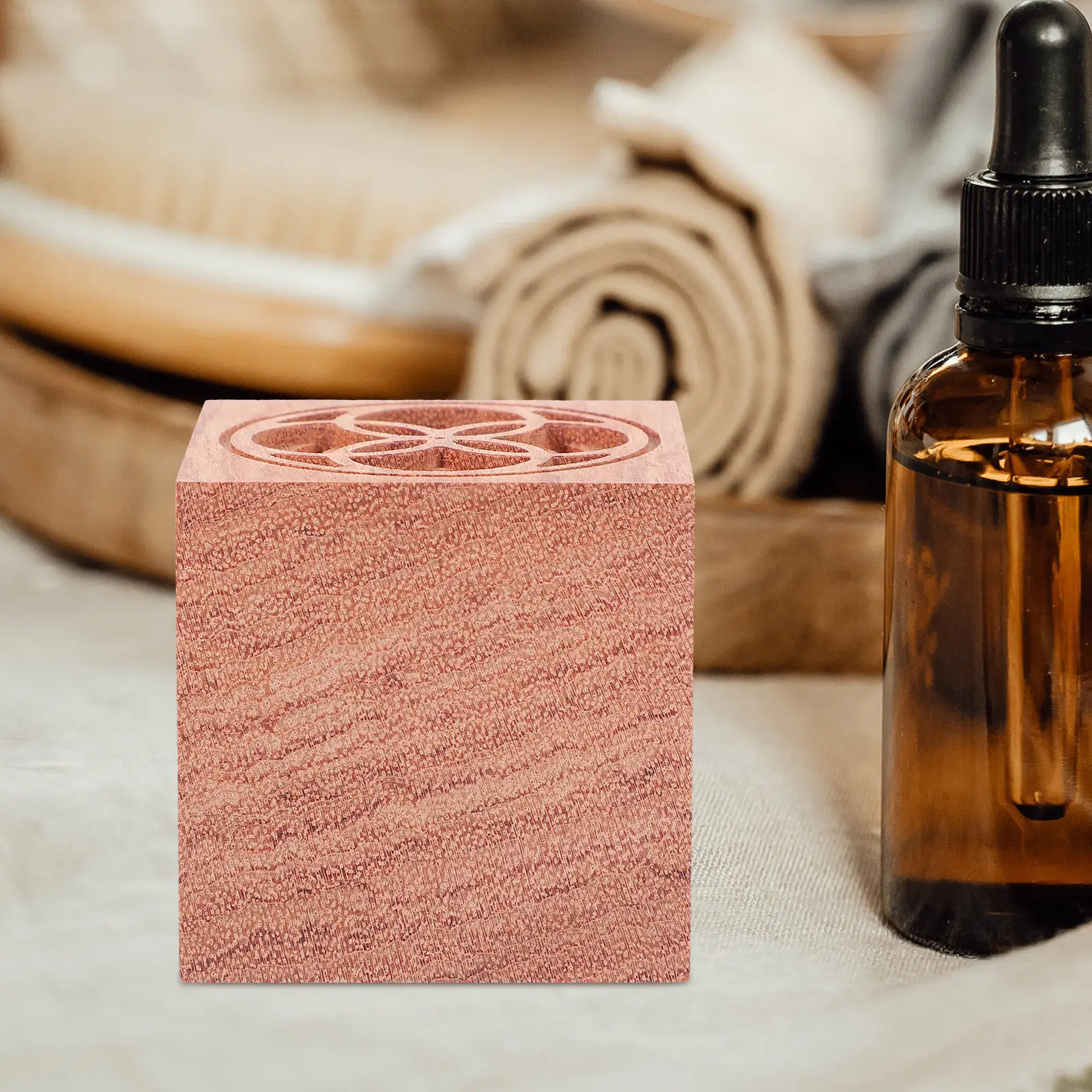

Wood Diffuser Wooden Aromatherapy Cube Diffuser Natural Texture Square Shape Car Home Office Essential Oil Decoration