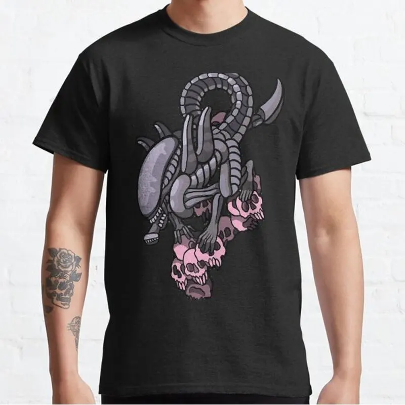 Alien Movie Graphic T‑Shirt Vintage Sci‑Fi Horror Xenomorph Print Tee Unisex Short Sleeve Casual Streetwear S-6XL