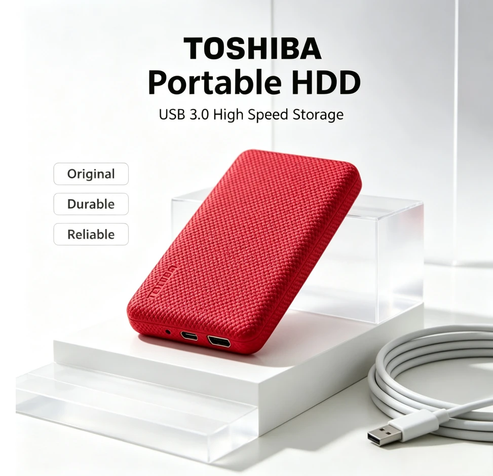 Original Toshiba V10 Red Portable External Hard Drive USB3.0 Mobile HDD Storage Disk for Laptop Desktop PC File Data Backup