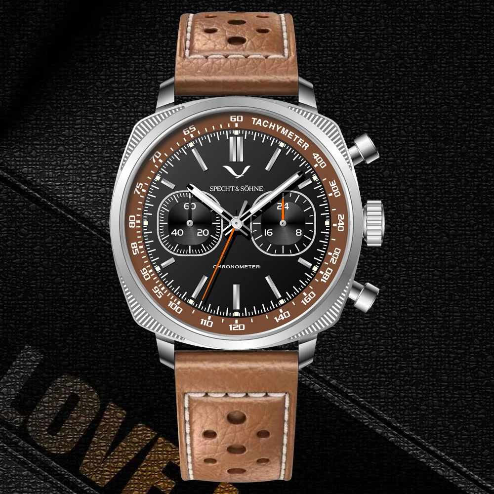 New Specht & Söhne Luxzury Sports Wristwatch For Men Stainless Steel Japan Vk64 Chronograph Quartz Watch Relogio Masculino