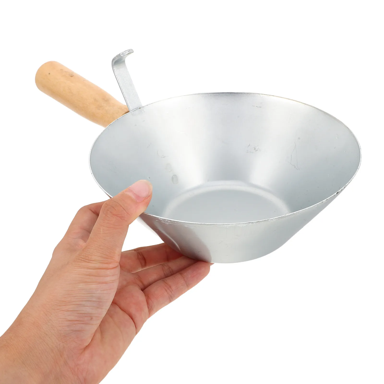 Carbon Steel Cement .1 Round Stainless Steel Mud Pan Bucket Wooden Handle Mortar Concrete Plastering Tool