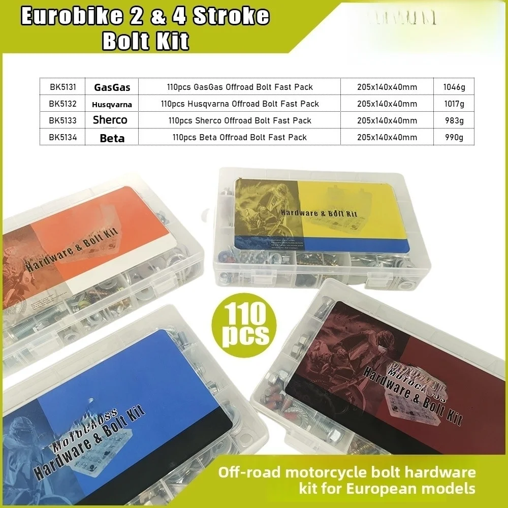 

110pcs Off-Road Motorcycle Screw Set Carbon Steel Heat-Treated Bolts Kit For GasGas Husqvarna Sherco Beta Motorcycle Accessories