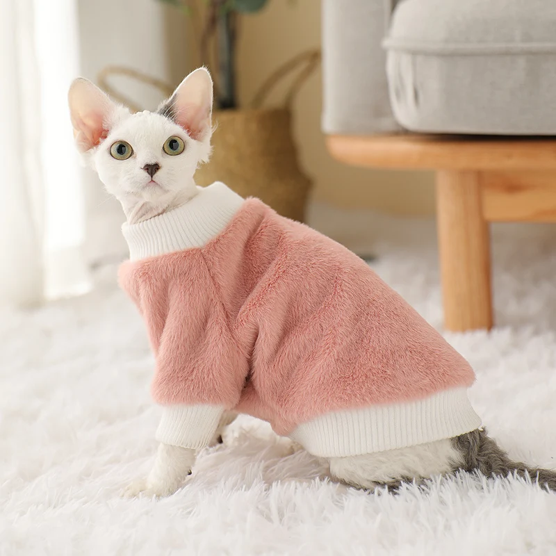 Winter Cat Clothes Sphinx Cat Costume Soft Mink Fur Dog Cat Hoodies Kedi Katten Sphynx Warm Sweater Chihuahua Pug Clothing