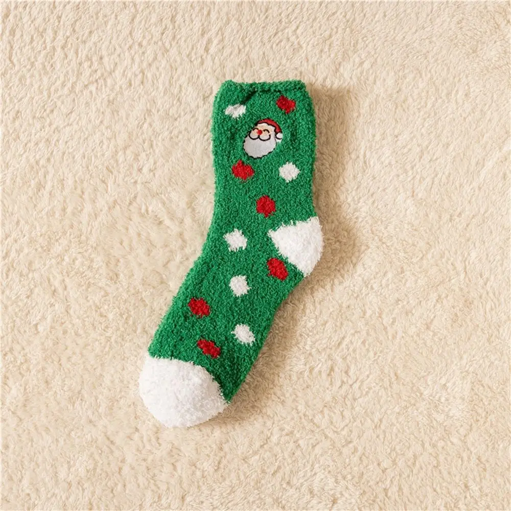 

Santa Claus Home Socks Cartoon Snowman Christmas Hat Elk Coral Velvet Socks Christmas Socks Women Hosiery Middle Tube Socks