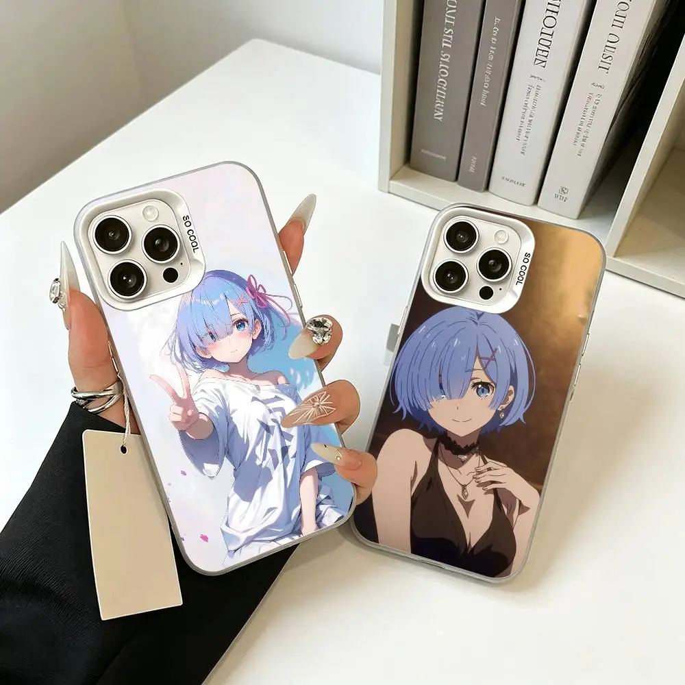 Anime Re Zero Rem-a Phone Case For iPhone 17,16,15,14,13,12,11 Plus,Pro Max,XS,White Silver  phone case
