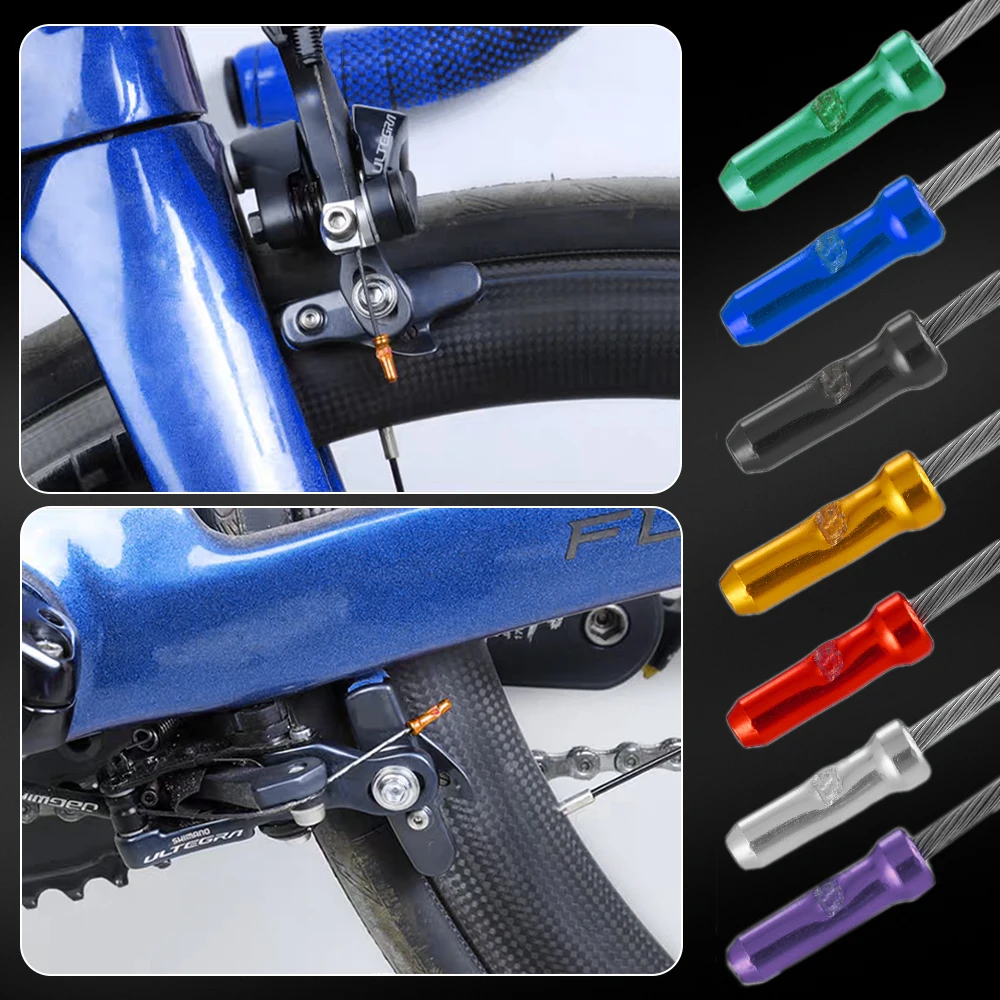 Bike Shift Brake Cable End Caps MTB Road Bike Shift Brake Inner Cable End Cap Aluminum Alloy End Cap Derailleur Wire Tips