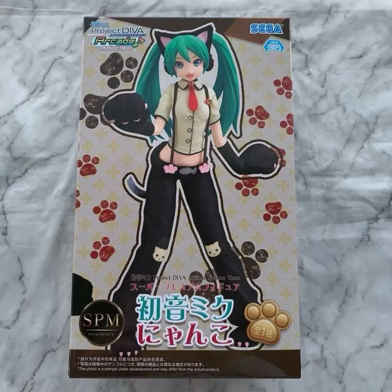 在庫ありセガ初音ミクプロジェクト-diva-アーケードフューチャートーン-spm-初音ミク-リトルキャット-pvc-23-センチメートルアニメアクションフィギュア模型玩具