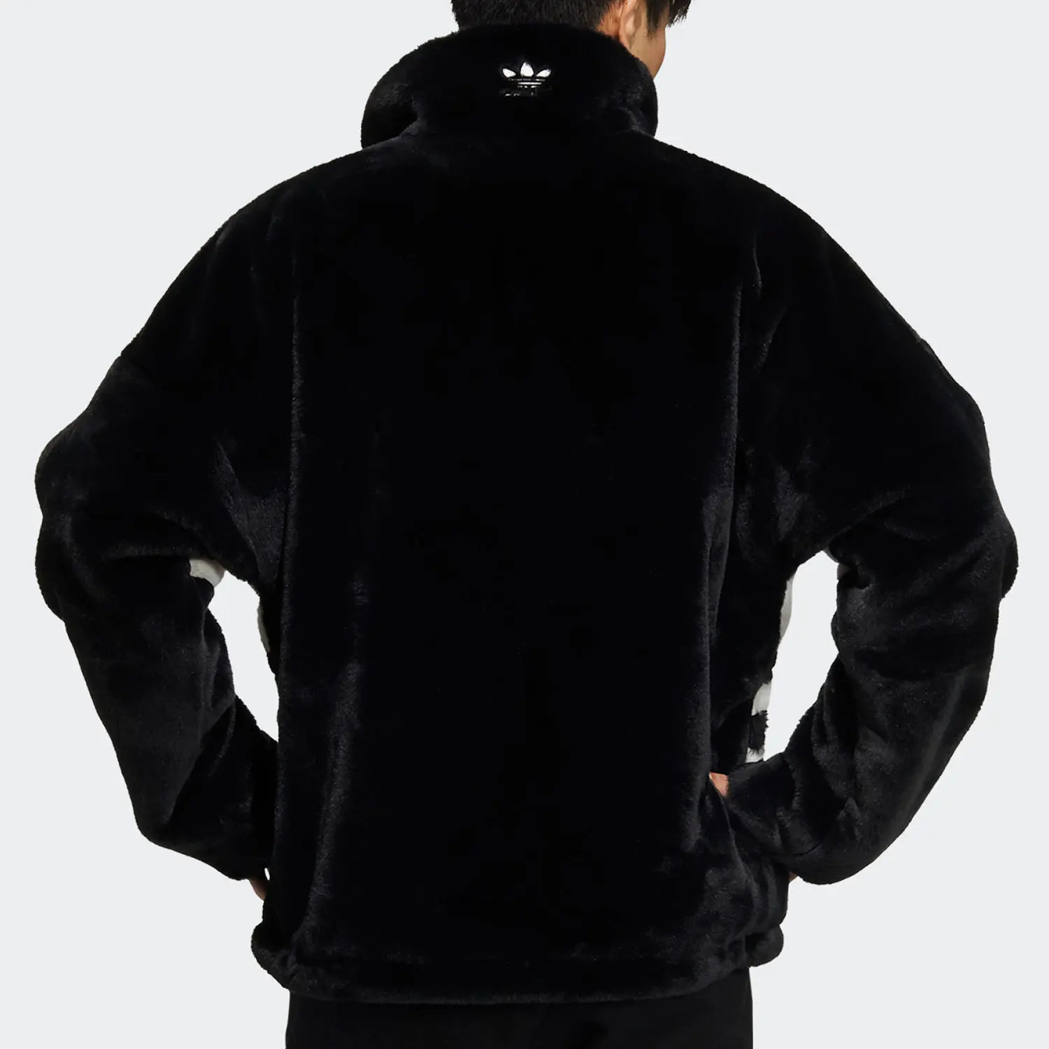 Adidas genuine clover men's and women's stand up collar sports warm plush jacket HC0323