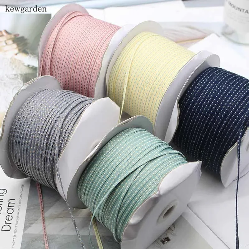 Kewgarden  3mm Dotted Line Stripe Satin Ribbons Packaging Ribbon Handmade Tape DIY Bowknot Clothing Accessories 20 Yards