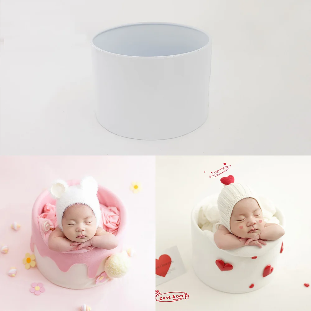 Newborn Photography Props Iron Bucket Baby Photo Container Creativity Posing Props Accessories Studio Shooting Furniture Props