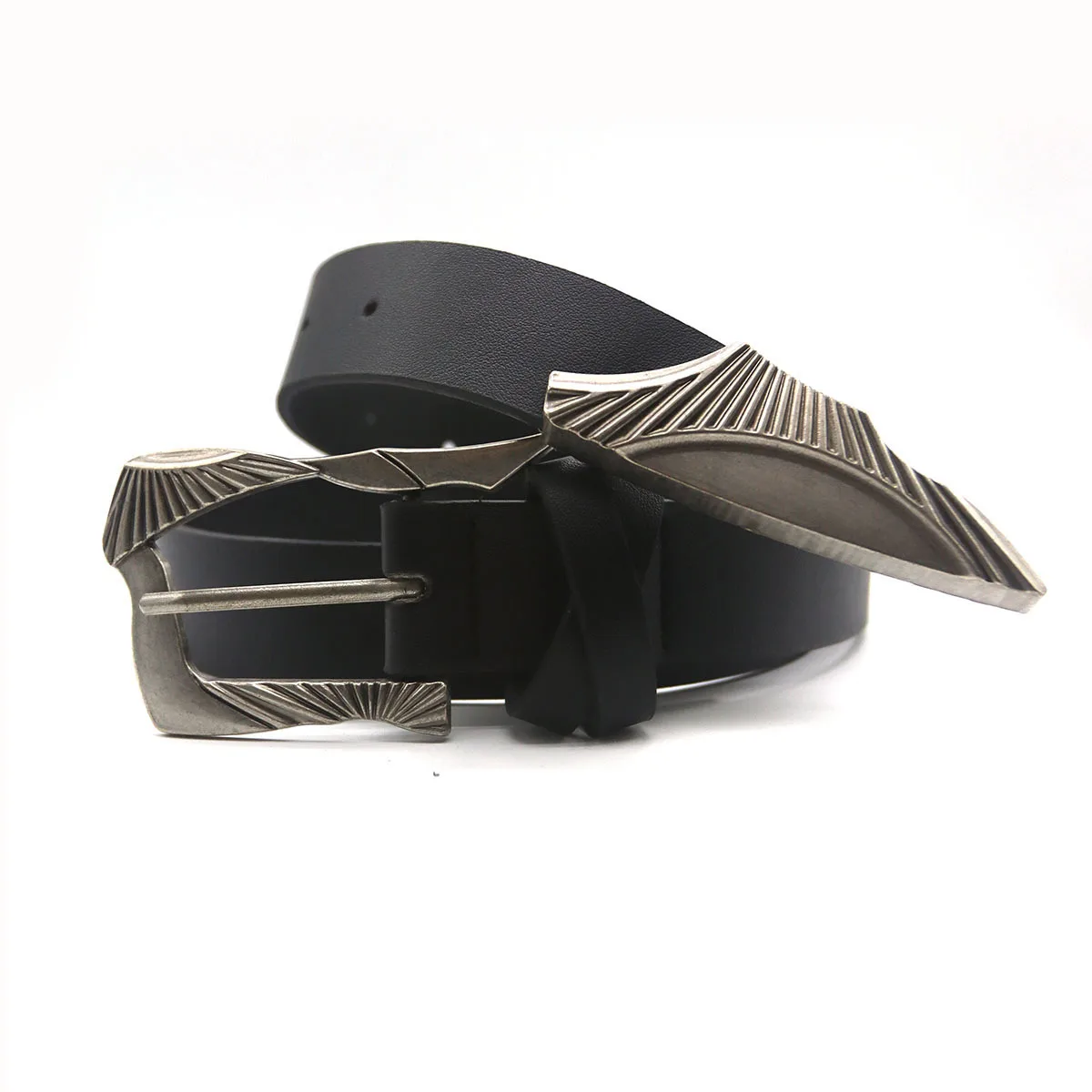 New Style Sharp Sword Carved Flower Shaped Tail Clip Buckle Belt, Jeans Skirt with Fashionable and Versatile Personality Belt