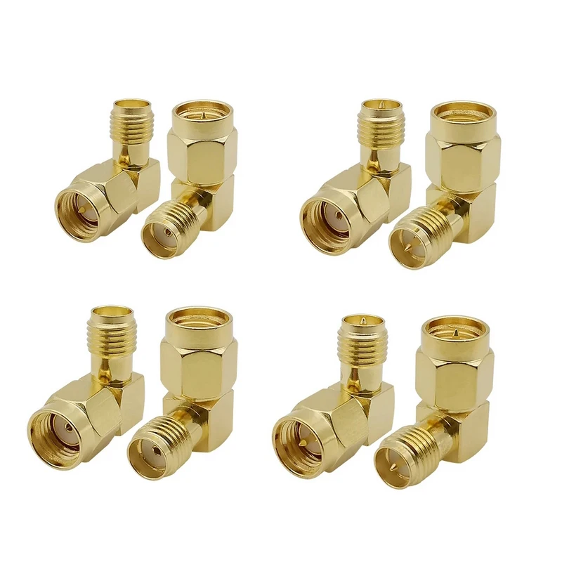 18Pcs SMA / RP-SMA to SMA / RPSMA Male Plug & Female Jack Straight & Right Angle T Type Splitter RF Coaxial Connector Adapter