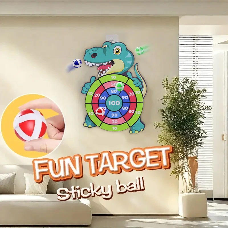 Conjunto de bola de alvo pegajosa infantil com tema de dinossauro, brinquedo de dardo interativo pai-filho, pode exercitar capacidade de coordenação olho-mão