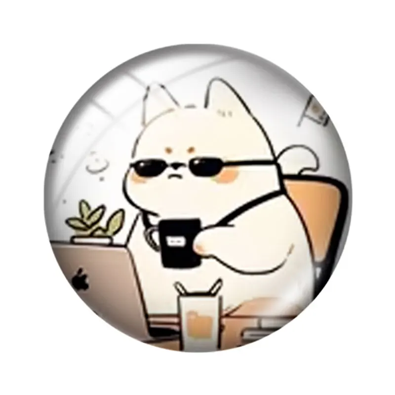 Cat at Work 10pcs 12mm14mm/16mm/18mm/20mm/25mm Round Photo Glass Cabochon Demo Flat Back Making Findings Jewelry