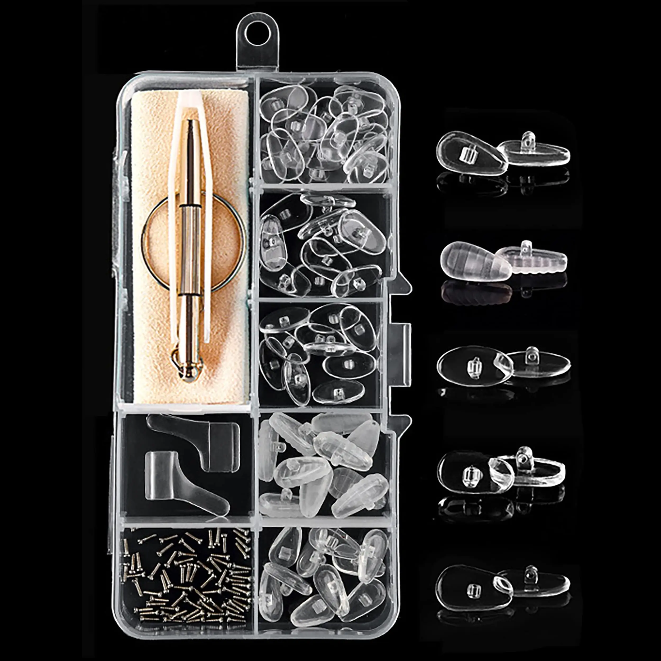 30-teiliges Brillen-Reparaturset mit weichen Nasenpolstern für Brillen und Sonnenbrillen, Schrauben, Brillen-Reparaturset – Detail 1