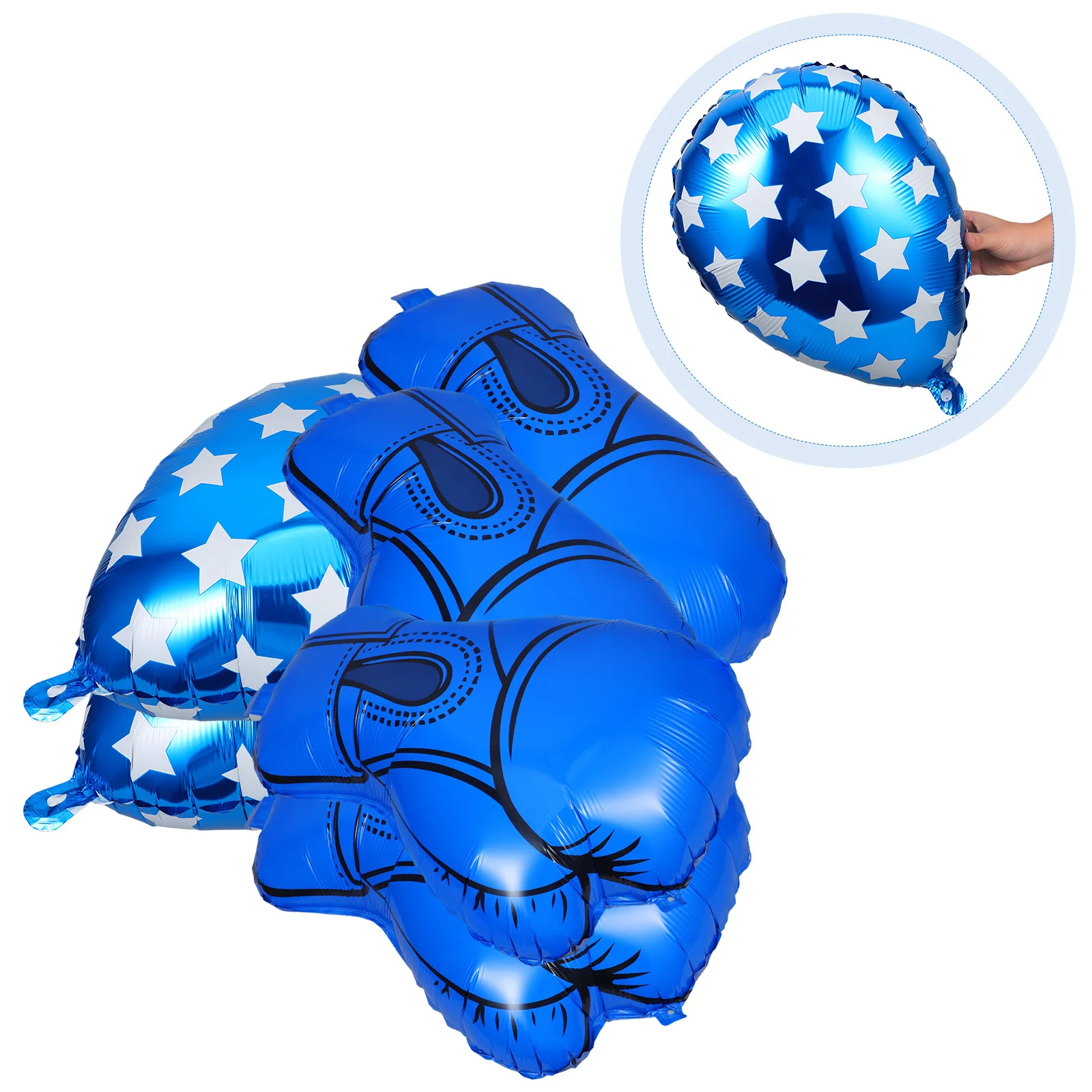

6pcs Boxing Glove Birthday High Elasticity Aluminum Foil Wrestling Themed Party Decorations Punching Balloons For Kids