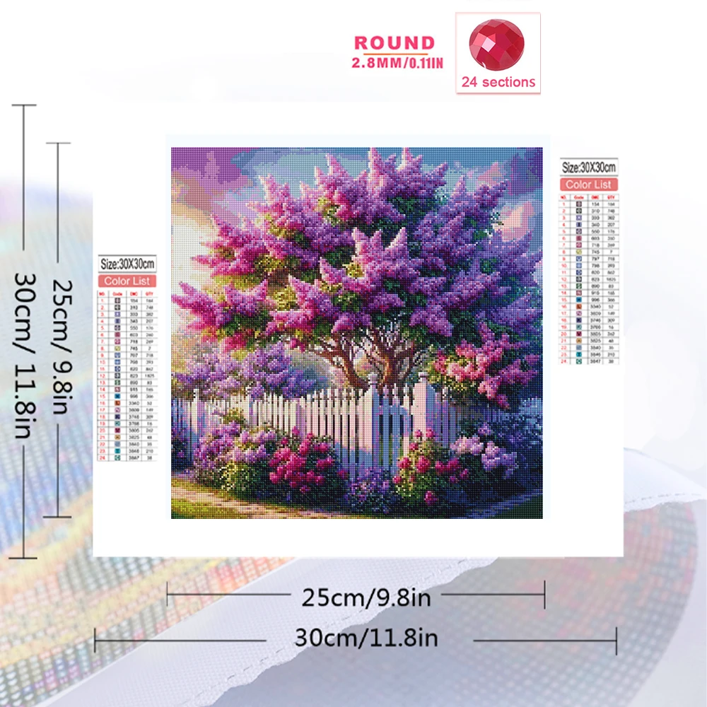 Evershine Diamond Mosaic Lilac Hedge Full Square Painting Landscape Cross Stitch Embroidery 5D DIY Home Living Room Art Craft view 2