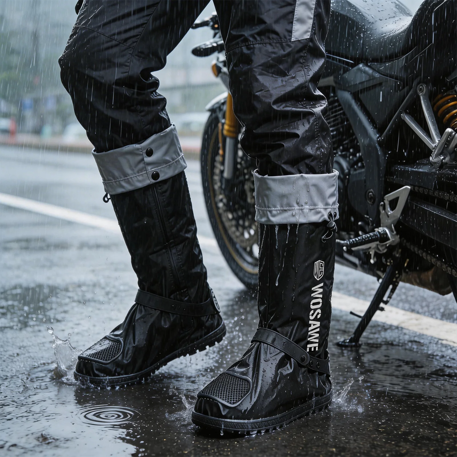 WOSAWE Rain Shoe Covers Non-Slip Boot Covers Unisex Motorcycle Bicycle Shoes Protectors For Rainy Snowy Day