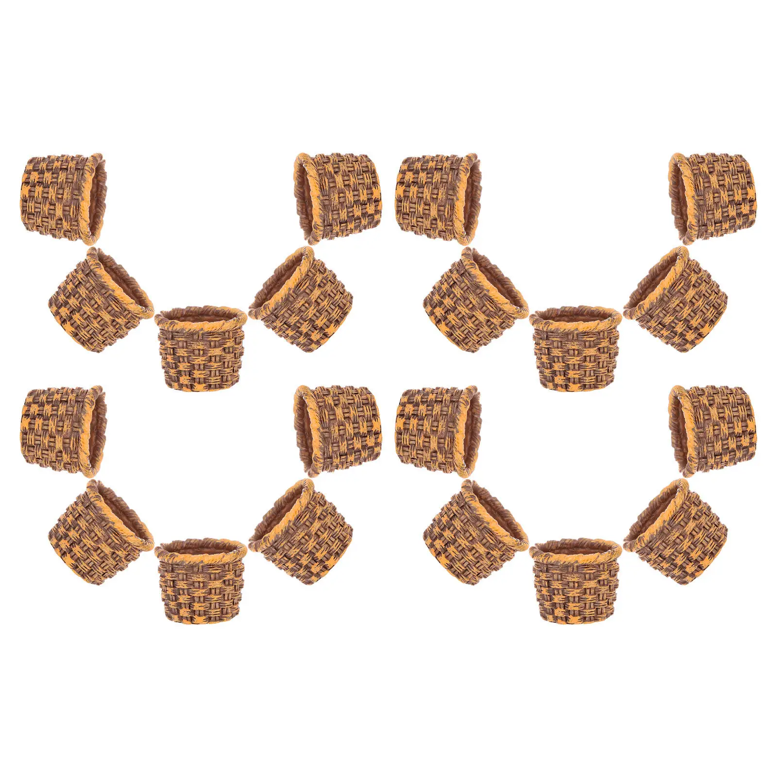 20Pcs Resin Rattan Miniature Woven Baskets Lightweight Handcrafted Mini Storage Holders for Miniature House Decorations Craft