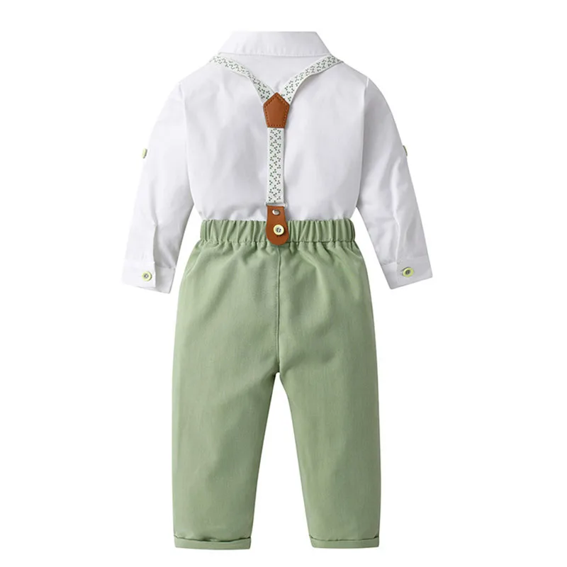 Baby Boys Clothes Formal Sets Children Gentleman Dress Suits Long Sleeve Tie Shirt Trousers Kids Boys Birthday Party Clothing