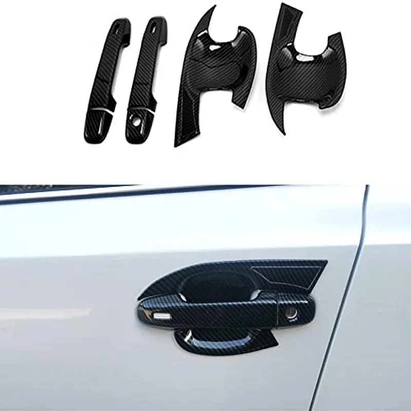 For Toyota CHR C-HR 2016-2018 Pair Rear/Front Carbon Fiber Car Door Handle Cover Trim