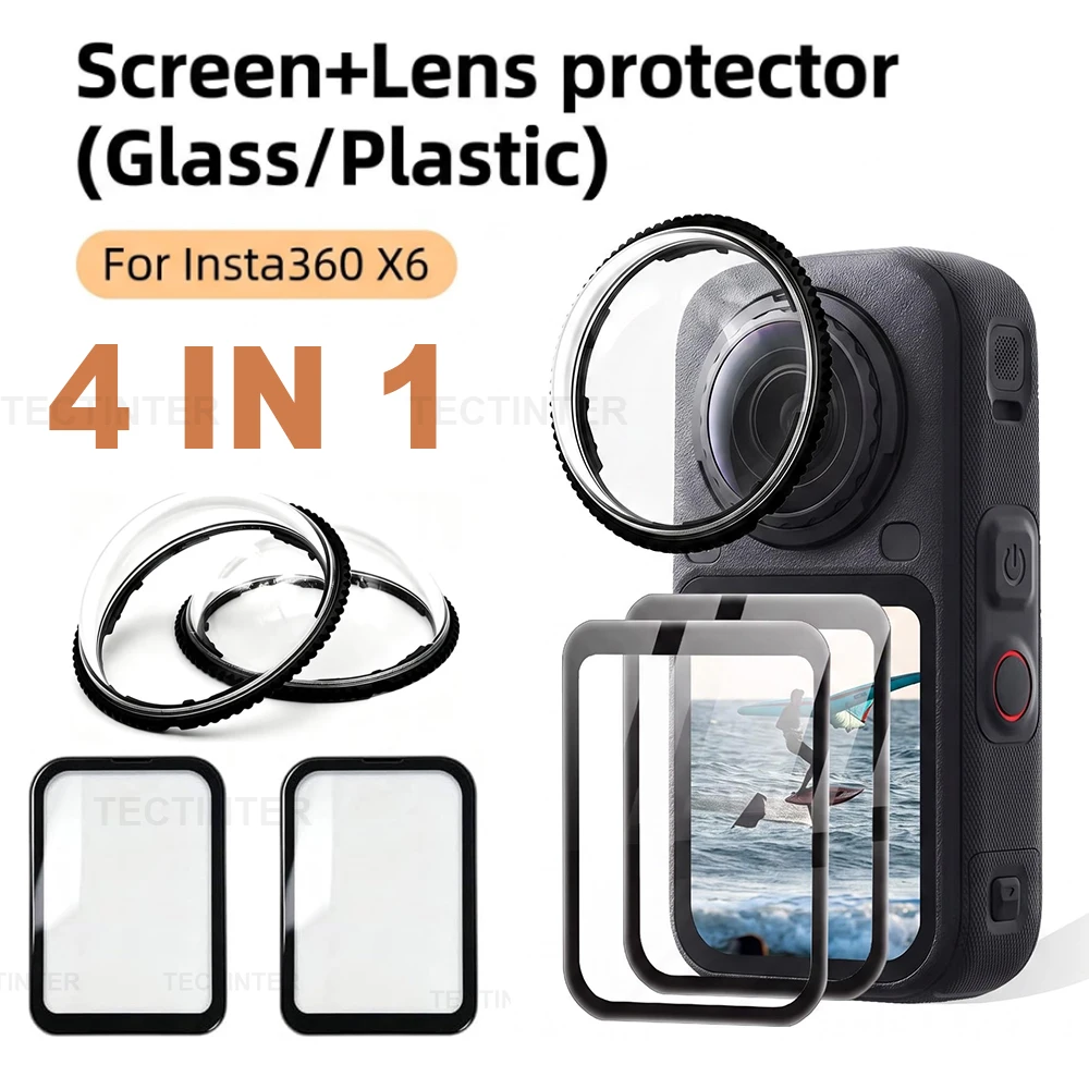 Screen Lens Protector for Insta360 X6 Tempered Glass Film Clear Anti-scratch Lens Guard Cover for Insta 360 X6 Camera Accessorie