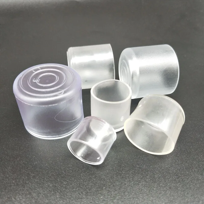 Square Silicone Rubber Felt Pad Tube End Caps Cover Transparent Pipe Feet For Chair Table Furniture 16mm - 60mm Round/Rectangle