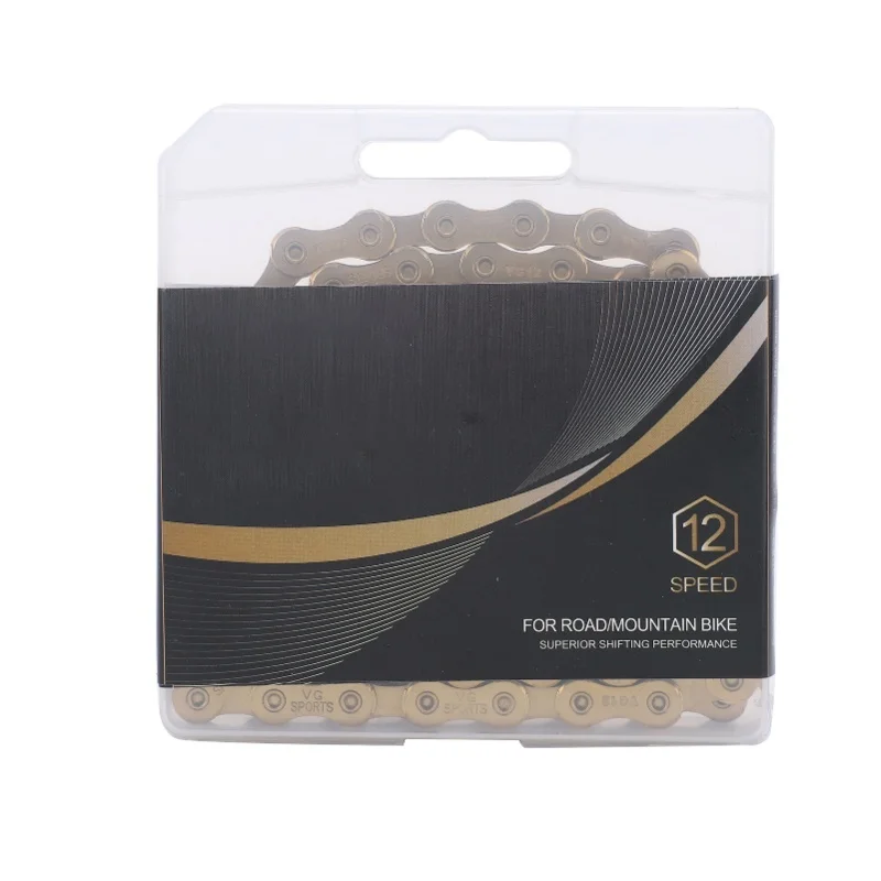 

VG Sports 12 Speed Bike Chain 1/2x11/128 Inch 126 Links Lightweight Bicycle Chain For Mountain Road BikeTitanium Gold