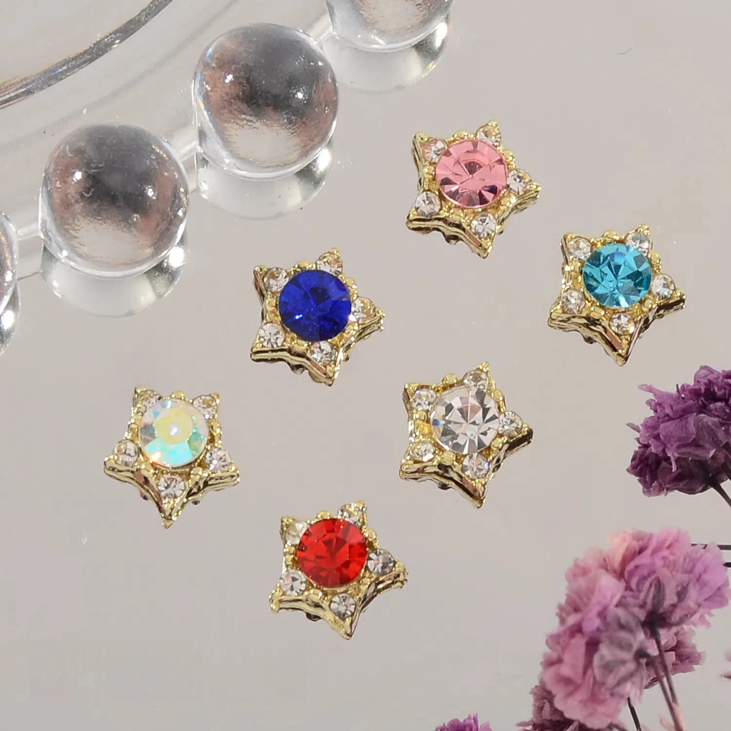 

20PCS Colorful Star shaped Rhinestone Nail Decorations Sparkling Exquisite Japanese - style Nail Accessories
