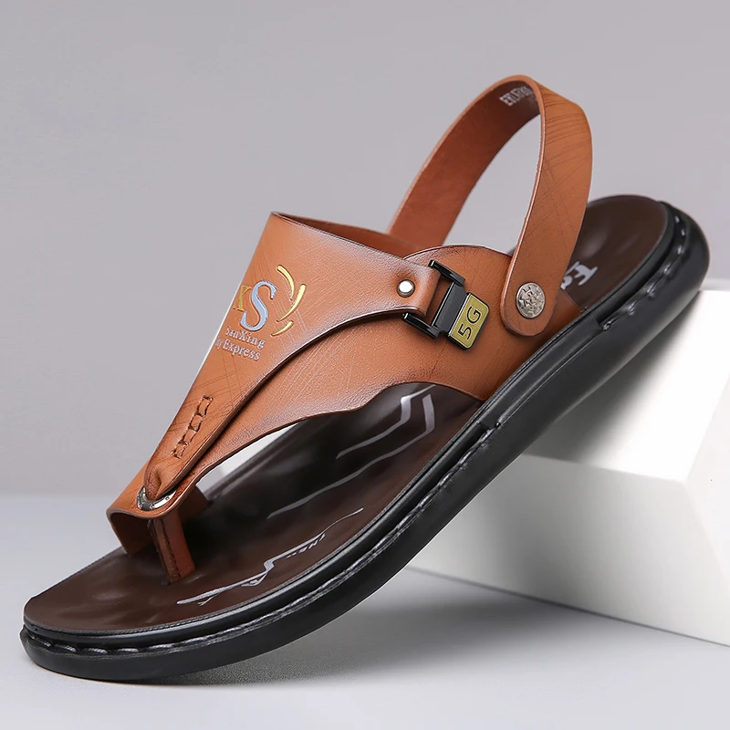 

Men's Comfortable Anti-Slip Flip Flops Fashionable Wear-Resistant Beach Shoes for Outdoor Wear Stylish Slippers