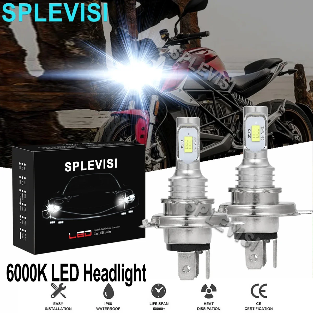 

2x Pure White LED Headlight Hi Low Beam For Zero SR S DSR DS 2009 2010 2011 2012 2013 2014 2015 2016 2017 2018- 2020 2021-22