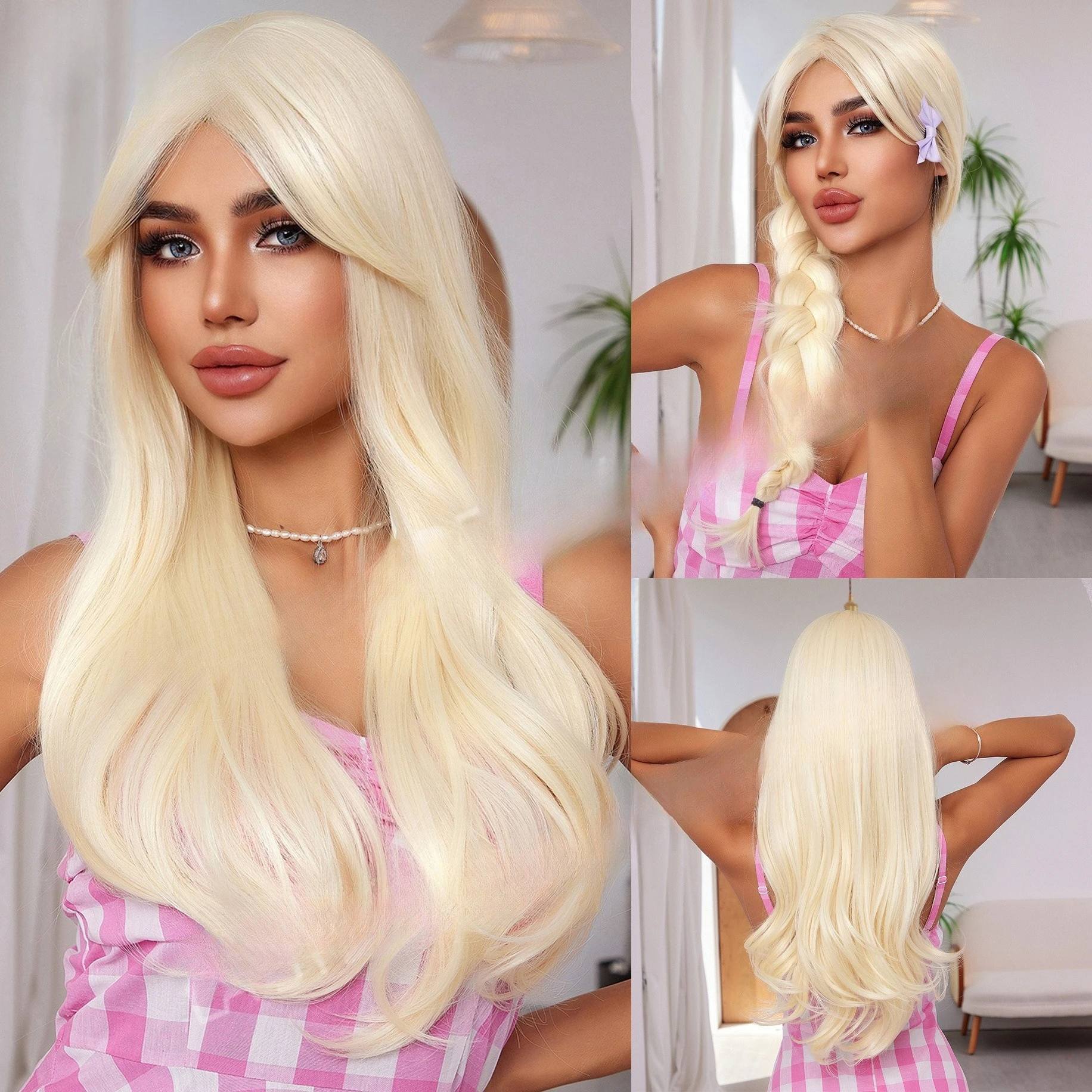 

Wig Halloween dopamine wig female full hood long curly hair blonde long bangs hot