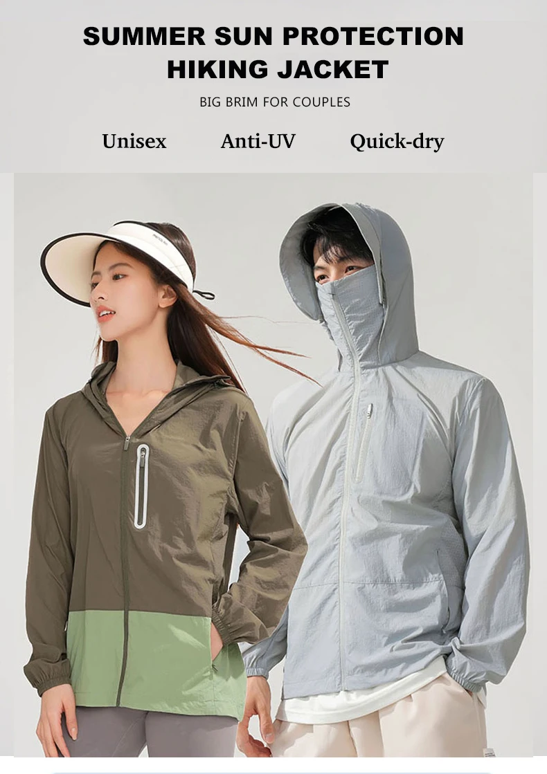 LNGXO Damen Herren Wasserdichter Anti-UV-Windbreaker Camping Klettern Trekking Wanderjacke Unisex Schnelltrocknender Sonnenschutzmantel – Detail 2