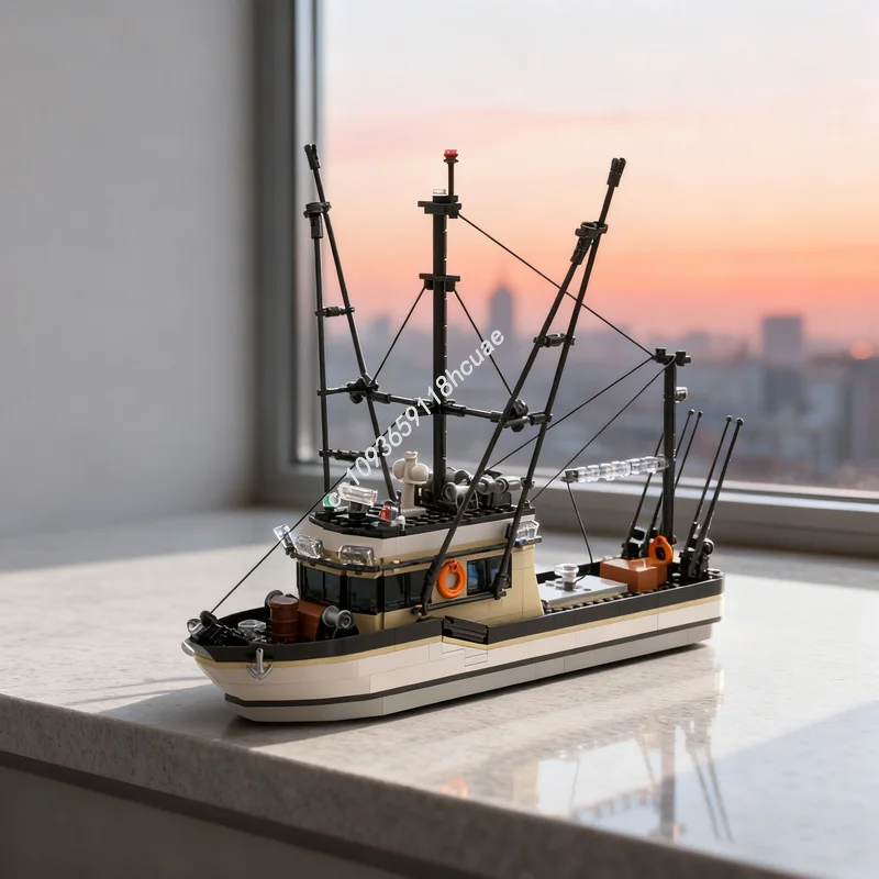 

611pcs MOC Tuna Salmon Trawler City Harbored Model Building Blocks Architecture Toy DIY Education Christmas Gift Kids Birthday