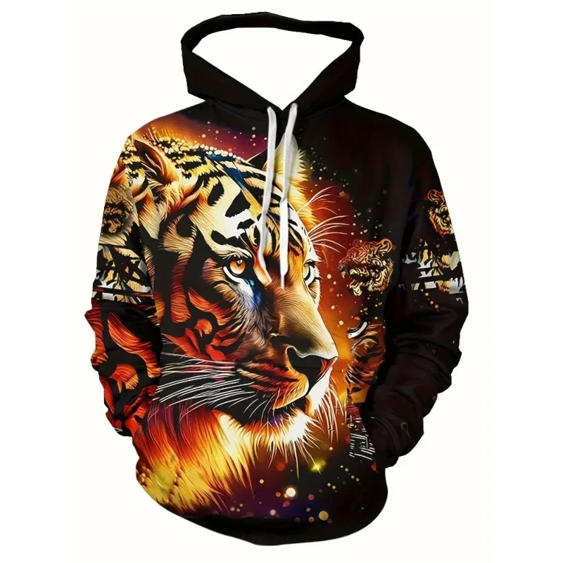 

3D-printed Tiger Graphic Animal Suitable for Both Men and Women, Loose, Comfortable and Fashionable Sportswear for Autumn Winter