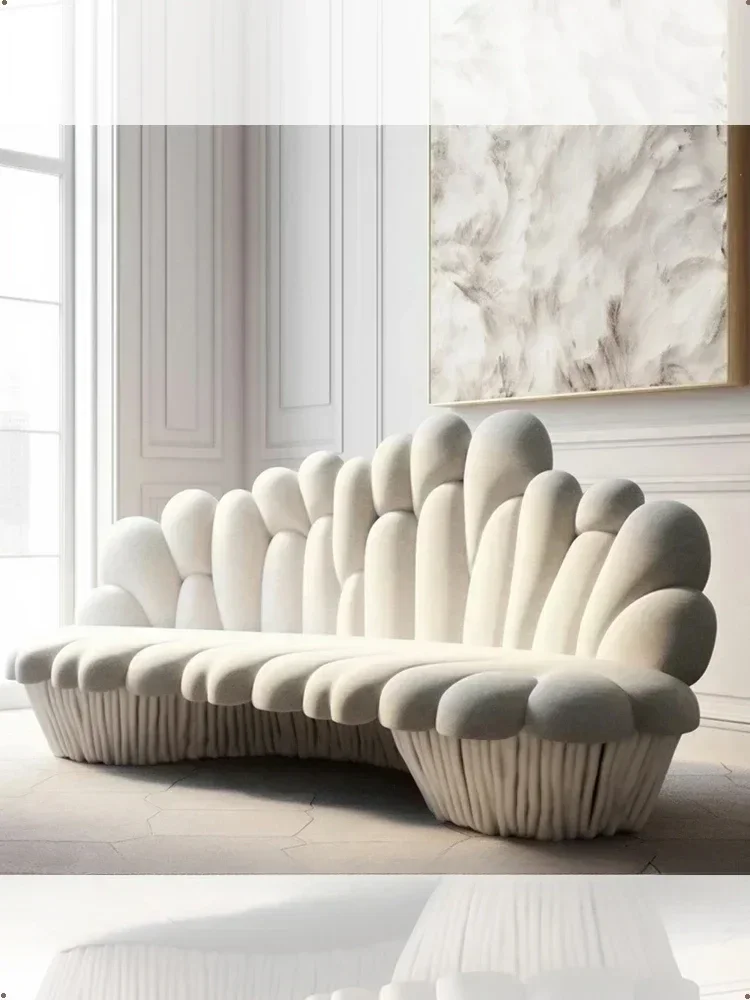 Sofa Special-Shaped Sofa for Three People Living Room Creative Personality Four-Person Sofa Fan-Shaped Technology Sense