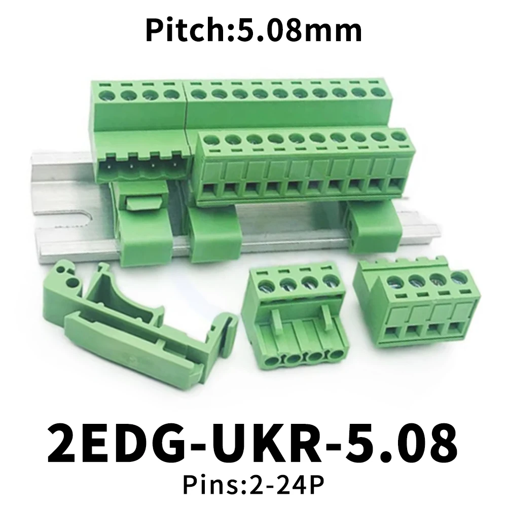 (5 Sets) KF 2EDG-UKR 5.08mm Solderless Butt 2EDGK 5.08 Plug-in Terminal Block 35mm DIN-Rail Pair Terminal Block 2-24Pin