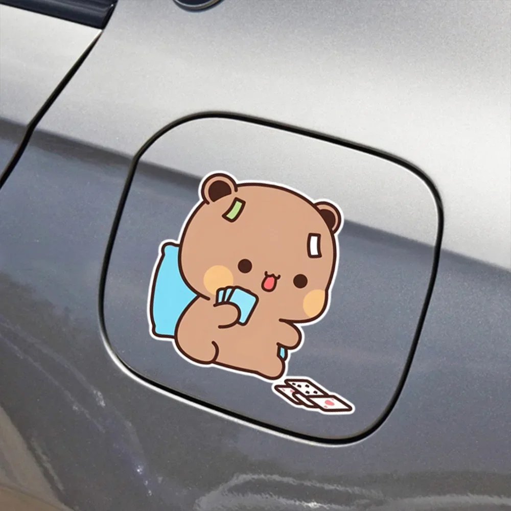 Car Interior Sticker Couple Bear Bubu Dudu Vinyl Film Cartoon Decal For Body,Windshield,Trunk,Bumper Waterproof Exterior Decorat