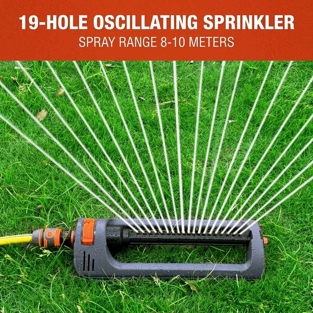 YGTITAN 19-Hole Oscillating Sprinkler, Automatic Swing Water Sprinkler for Garden Lawn Concrete Curing & Dust Suppression