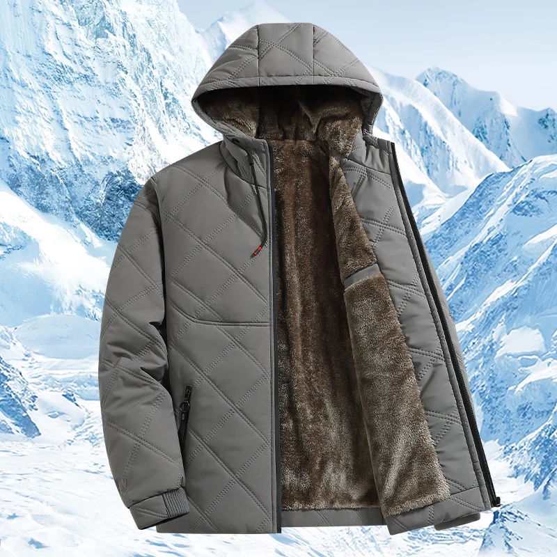Men Cotton Thick Padded Coats Men Thermal Windbreaker Winter Men's Fleece Warm Down Parkas Fashion Hooded Overcoats Clothing 5XL
