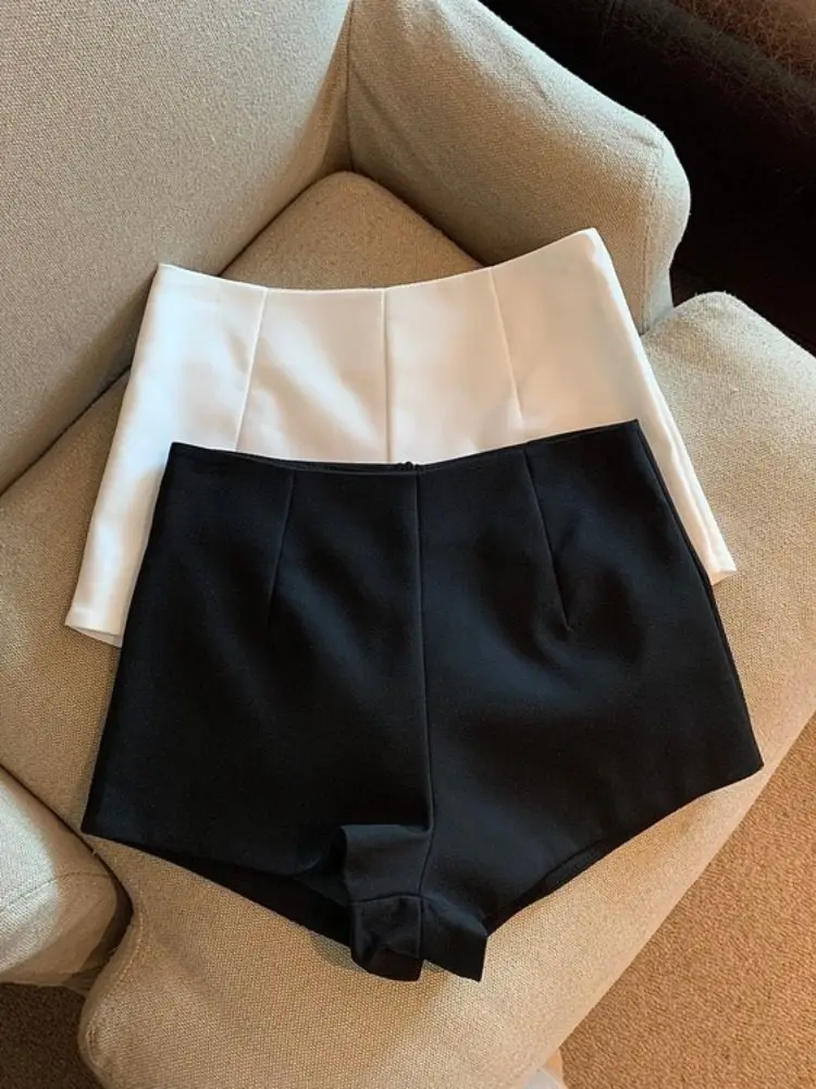 

Белые короткие брюки-кюлоты женские для ранней весны, для активного отдыха, защитные, маленький размер, с высокой талией, повседневные, широкие штанины, базовые