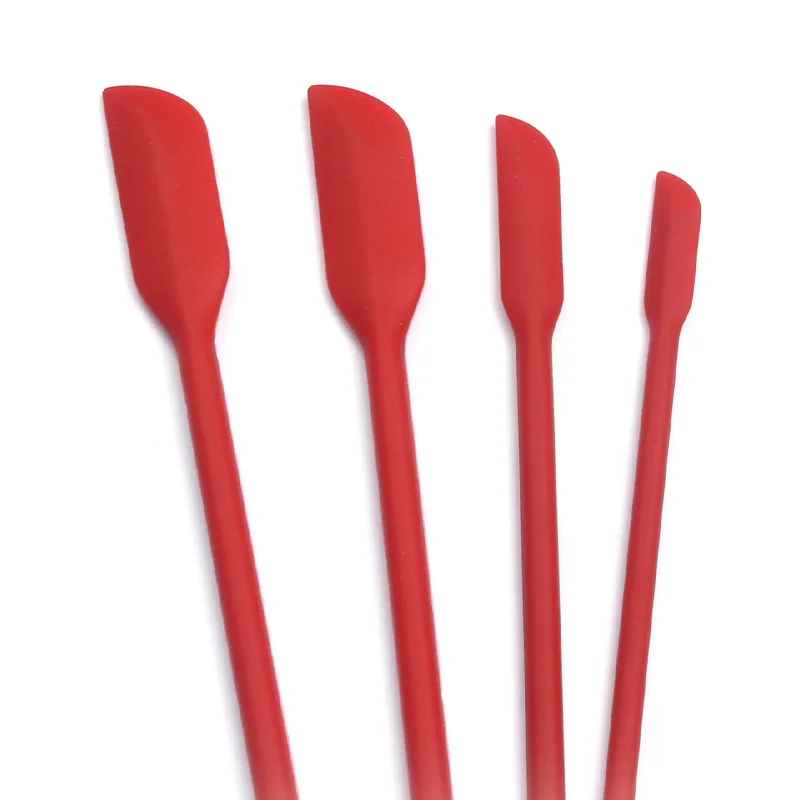 New Arrival 4Pcs Mini Silicone Scrapers, Long Tip Cosmetic Jar Spatula for Jam, Cream & Food Sampling