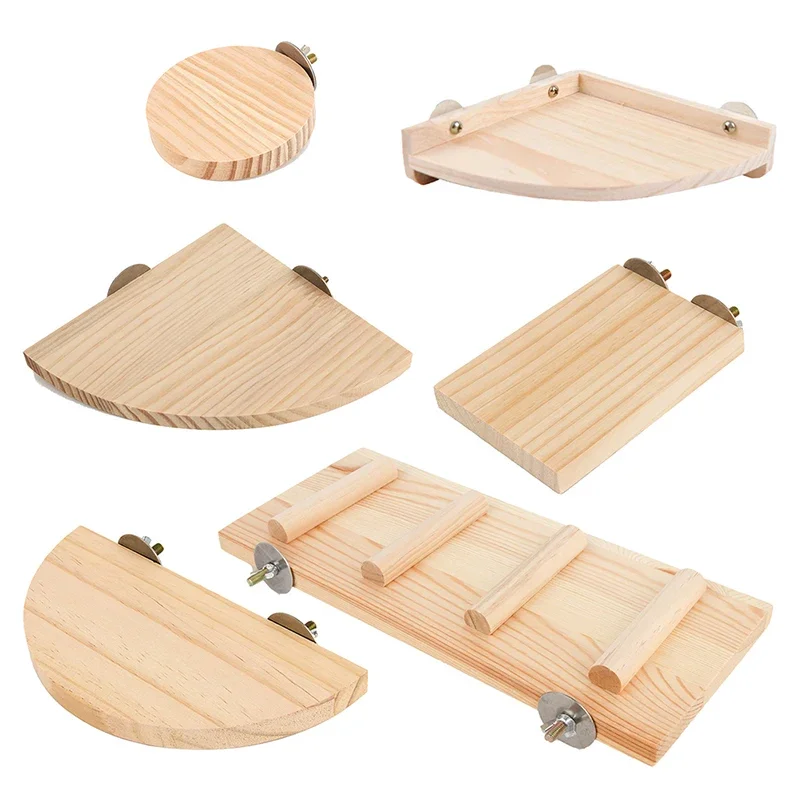 1 unidad de plataforma de madera para pájaros y loros, juguete de rama para hámster, perchas para jaulas de pájaros, 3 tamaños, tabla de actividades para mascotas