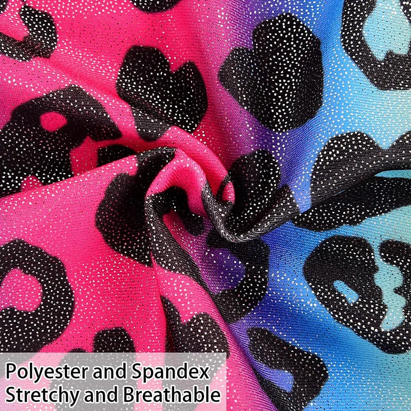 الفتيات 4 قطعة قميص قصير بلا أكمام الباليه الرقص ثياب لفتاة الجمباز الرقص تراجع وتتسابق مع مطابقة السراويل العصابات الشعر #5