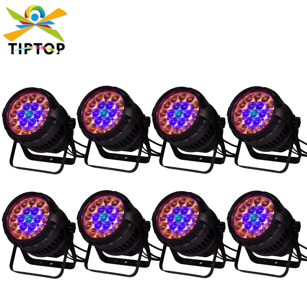 

8 Pack 19x12W RGBW Waterproof Zoom Led Stage Par Cans Glass Cover Smooth Dimmer Good Heat Dissipation for Club Party KTV