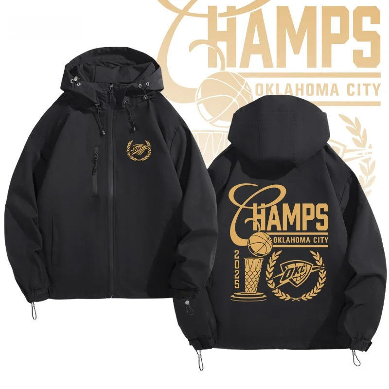 

Vic Thunder Men's Baskeall Casual Commemorative American Baskeall Jaet Loose Fit Hooded Polyester Fiber Zipper